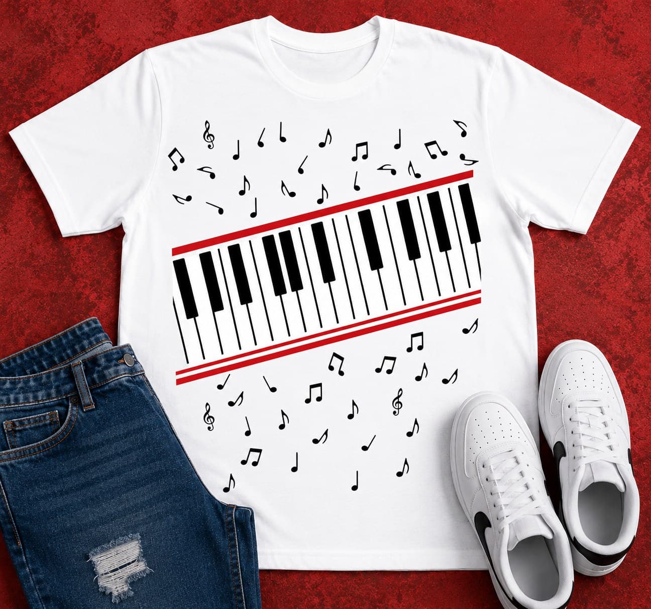 MJ Piano Keys Tee White